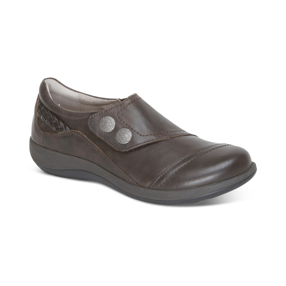 Aetrex Women's Karina Monk Strap Dress Shoes - Iron | USA ZWUWDCU